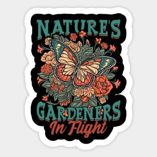 Pollinator Butterfly & Flowers Cottage core Aesthetic Sticker